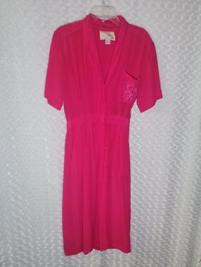 Spenser Jeremy Hot Pink Button-Front Midi Dress
